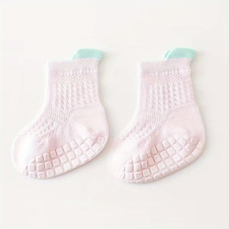 6 Pairs Baby Boys Mesh Breathable Crew Socks Anti-Skid Toddlers Children's Socks