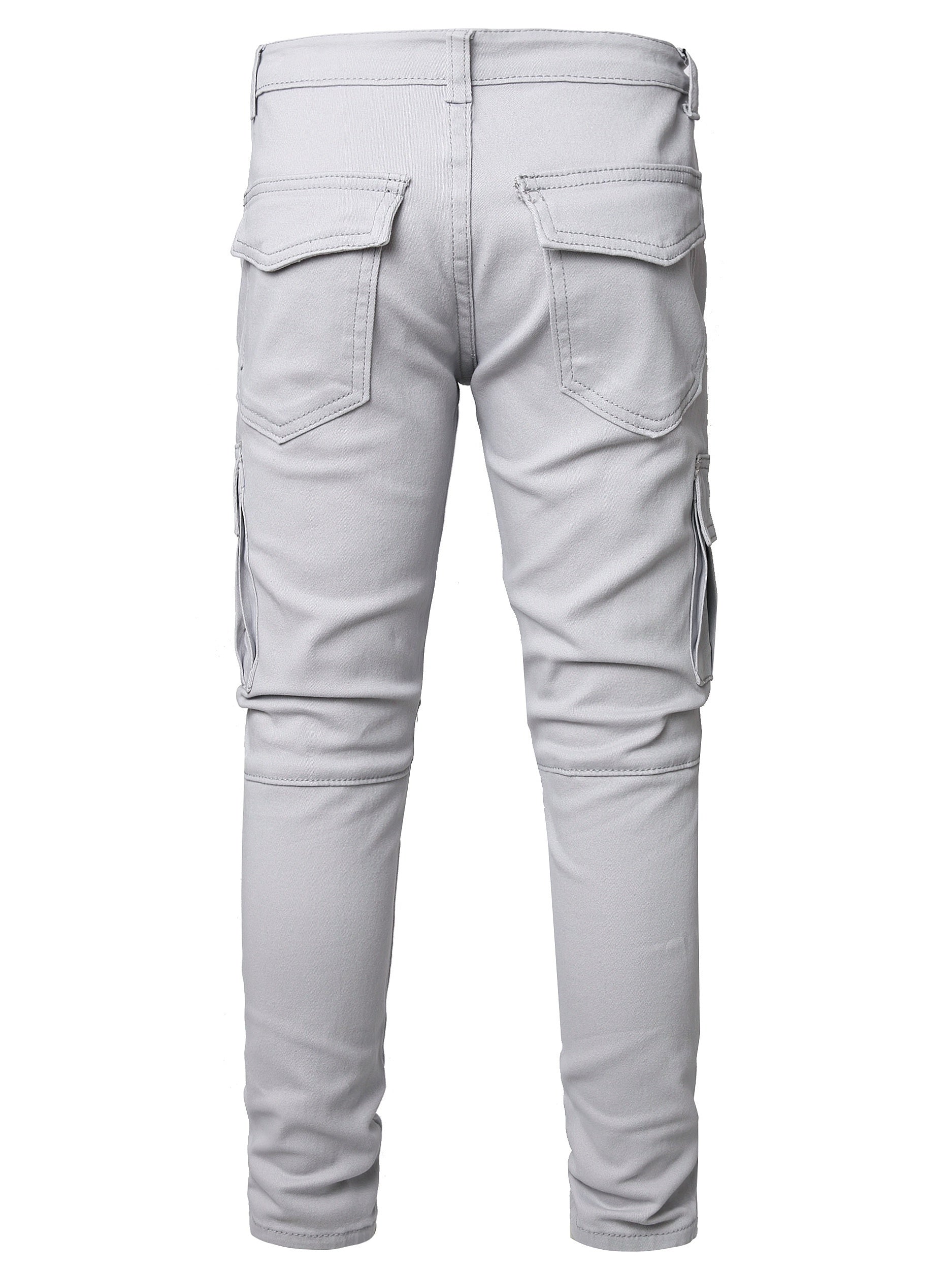 Boys Grey Stretch Jeans Skinny Slim Fit Pockets Cargo Pants Kids Clothes