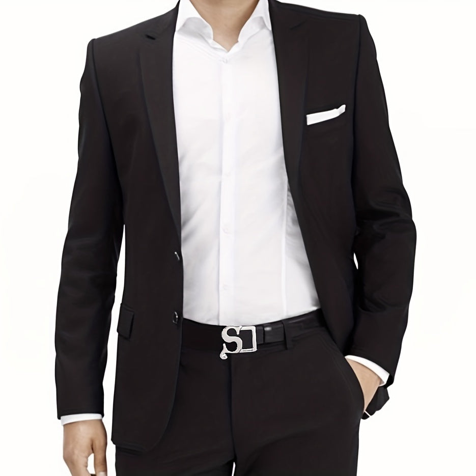 Men's Leather Belt S Metal Buckle Belt for Pants Jeans