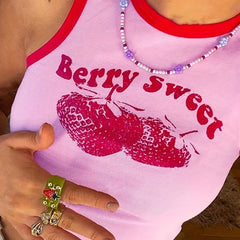 Strawberry Tank Top Sleeveless Casual Summer Women's Clothing