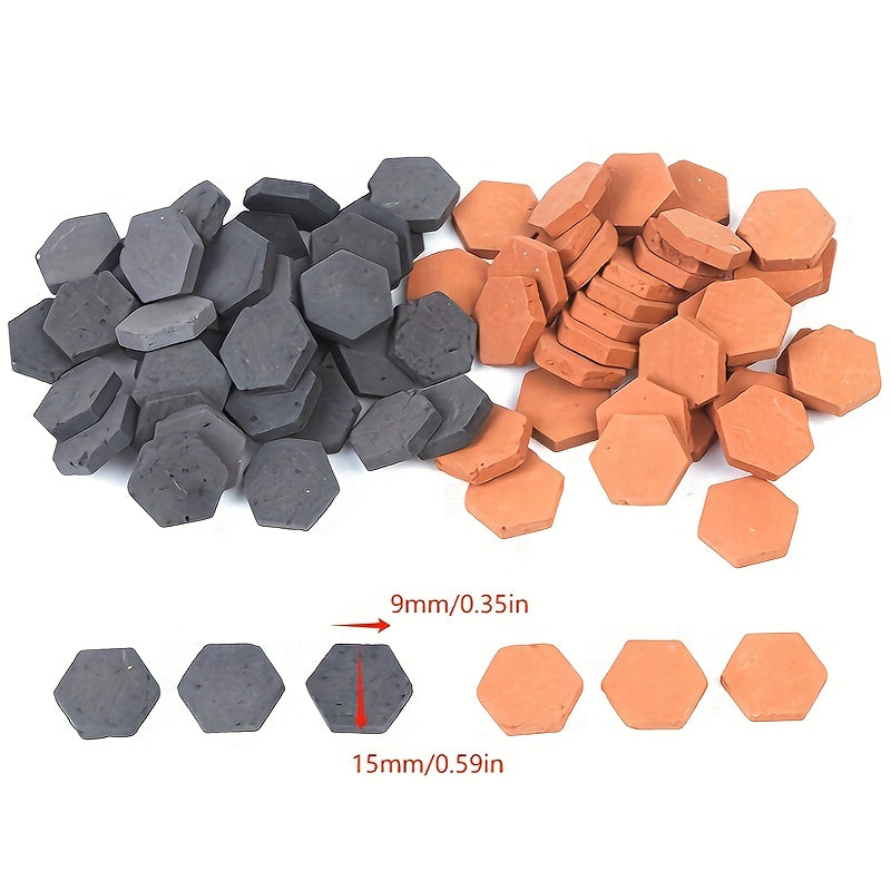 40pcs 1:16 Scale Red Brick Hexagons for Dollhouses Light Gray & Terracotta