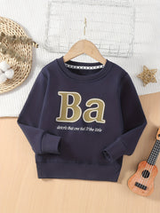 BA Letter Print Kid's Sweatshirt Long Sleeve Top Crew Neck Pullover