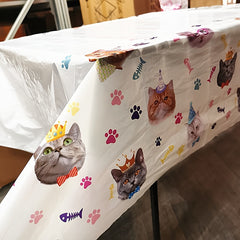 Cat Paw Print Plastic Tablecloth for Pet Themed Party