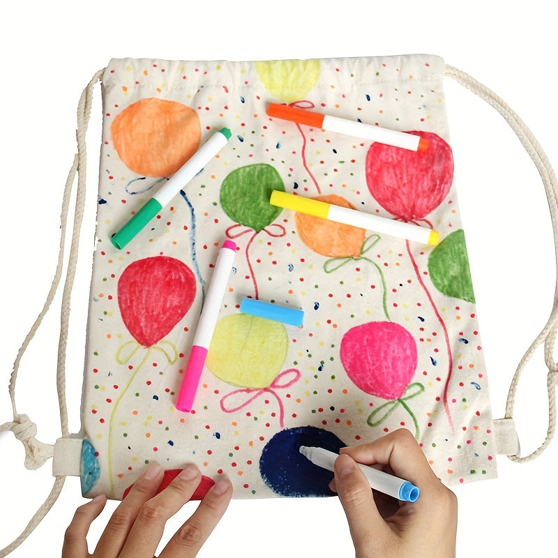 2pcs Kids Drawstring Backpack Watercolor Set DIY Pattern Special Pen