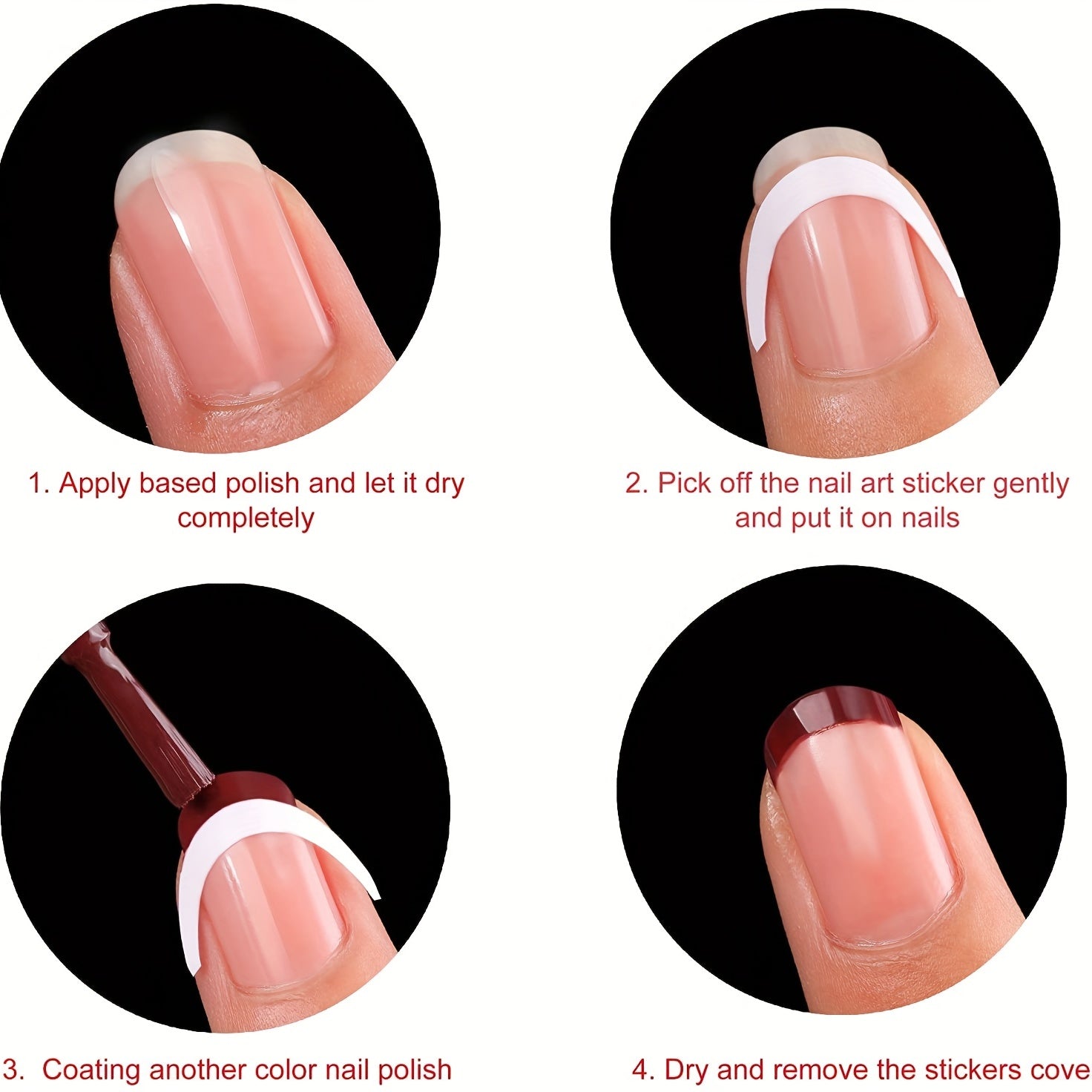 French Manicure Nail Stickers Self Adhesive Tips Guides