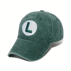 L Embroidery Baseball Cap Solid Washed Dad Hats