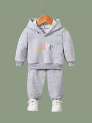 Girls 2pcs Cartoon Hooded Sweatshirt & Sweatpants Set