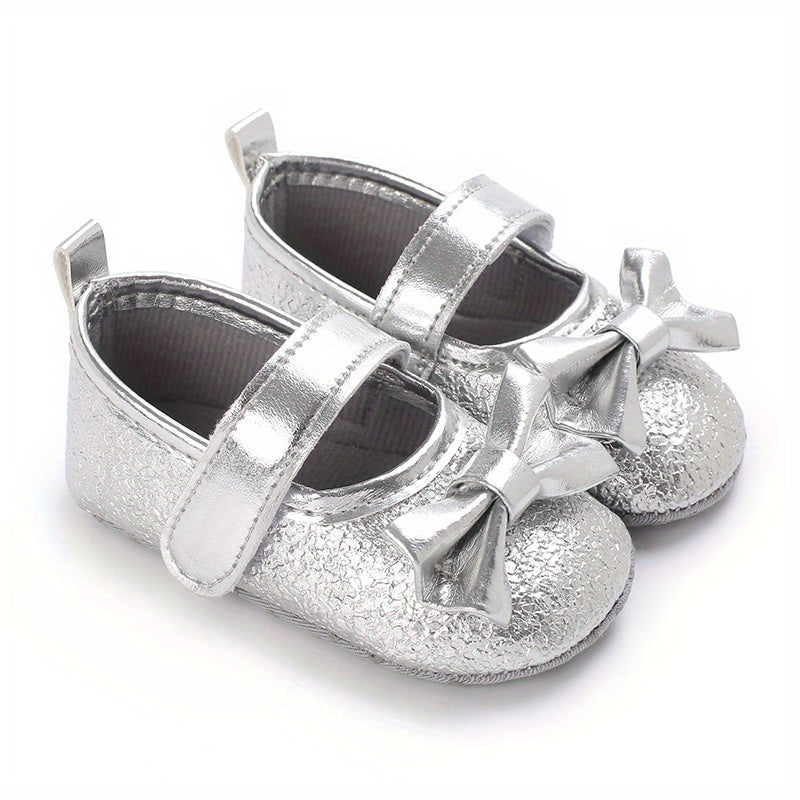 Baby Girls Bowknot Walking Shoes Non Slip Soft Flat Sole Shoes