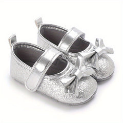 Baby Girls Bowknot Walking Shoes Non Slip Soft Flat Sole Shoes