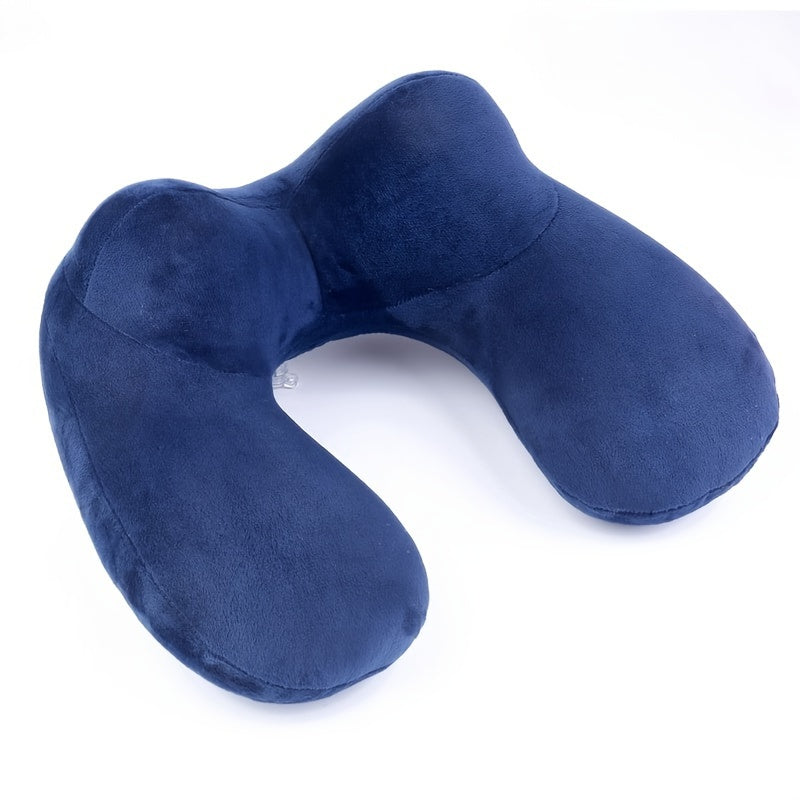 Travel Inflatable U-shaped Pillow Soft Flocking Pillow for Camping