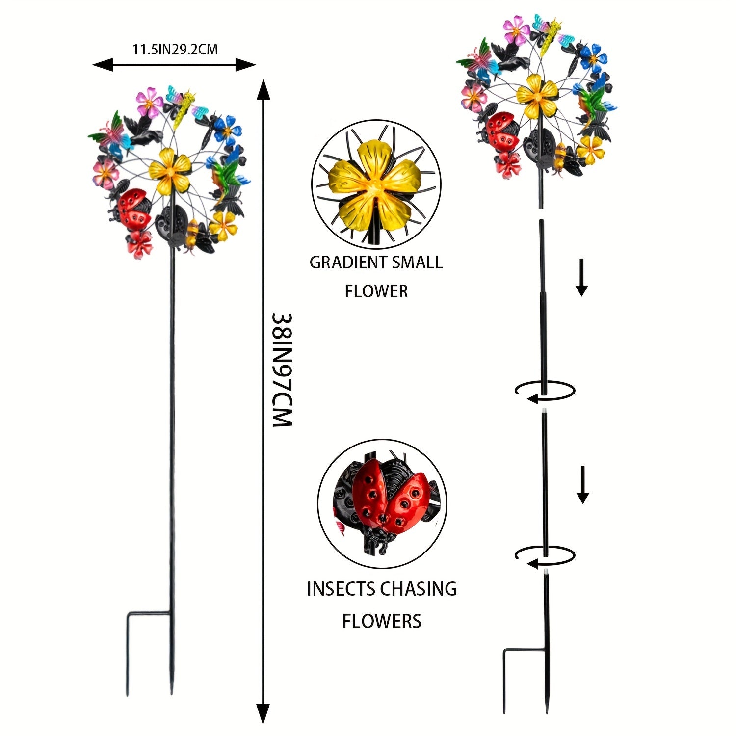 Creative Wind Spinner Stake Yard Garden Outdoor Decor Gift Bird Repeller