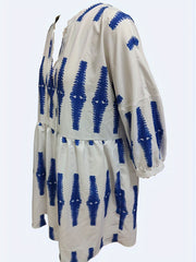  Geometric Print Tie Front Mini Dress