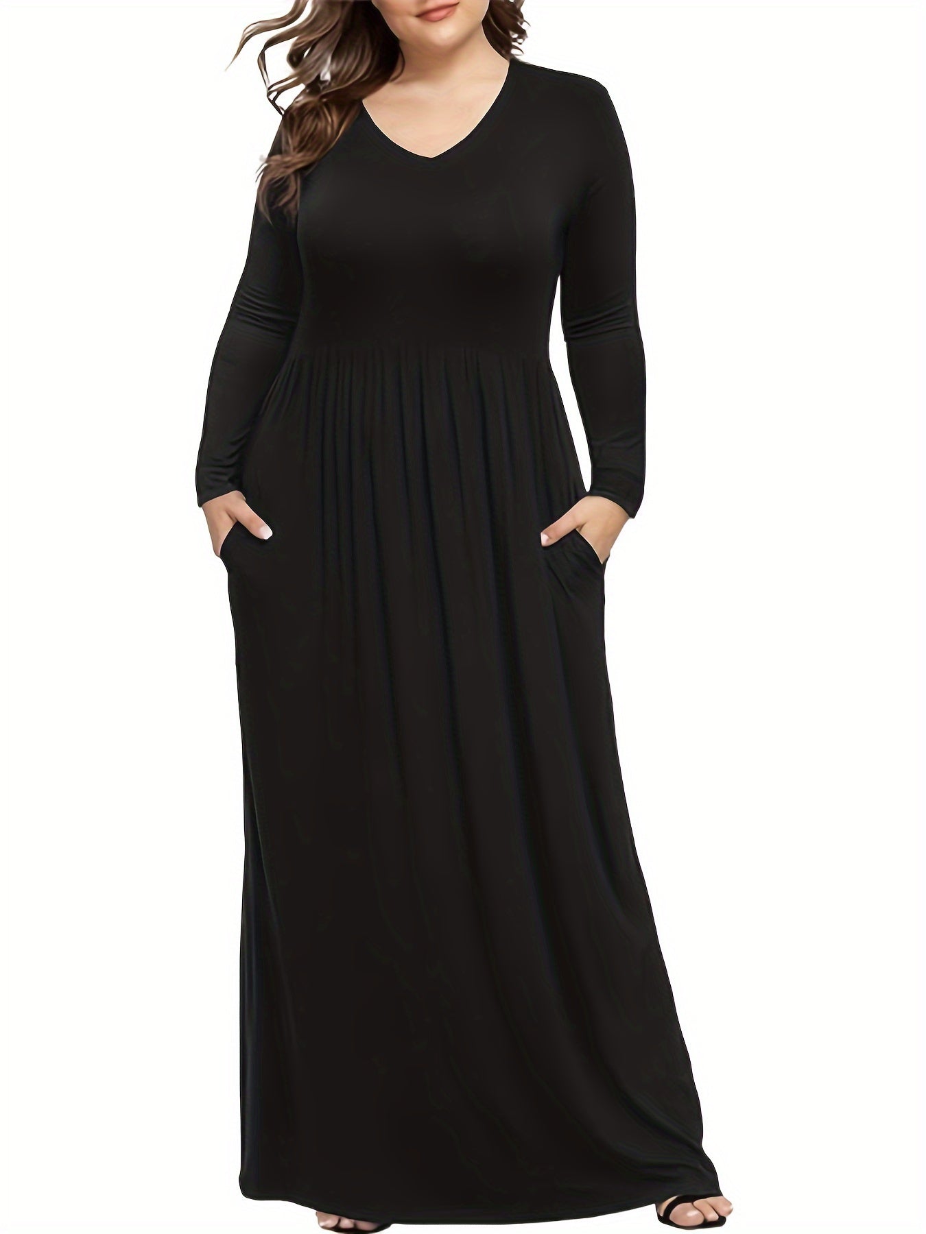  Long Sleeve Maxi Dress With Pockets