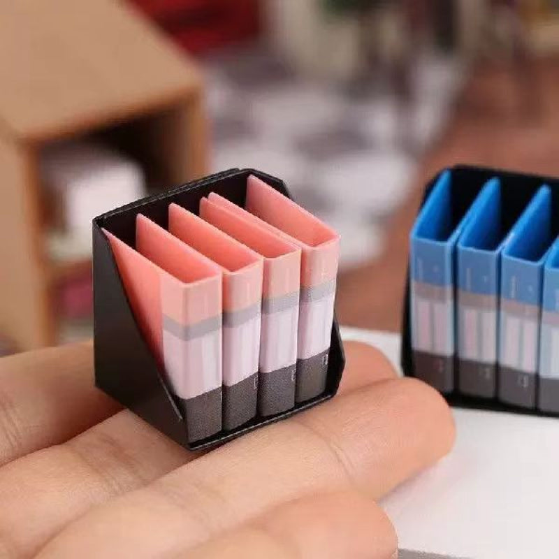 Mini Dollhouse Folders with Stickers Realistic Office Supplies