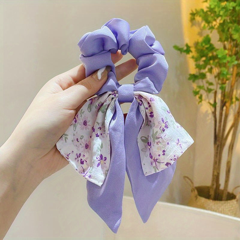 Bow Decor Scarf Scrunchies Candy Hair Rope Sweet Hair Ring