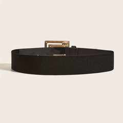 Golden Wide Belt with Square Buckle for Women