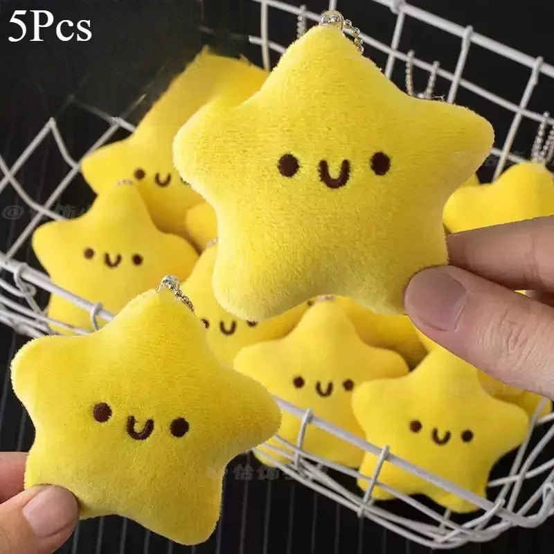 5pcs Plush Star Pendant Dolls Mixed Colors Backpack Charms