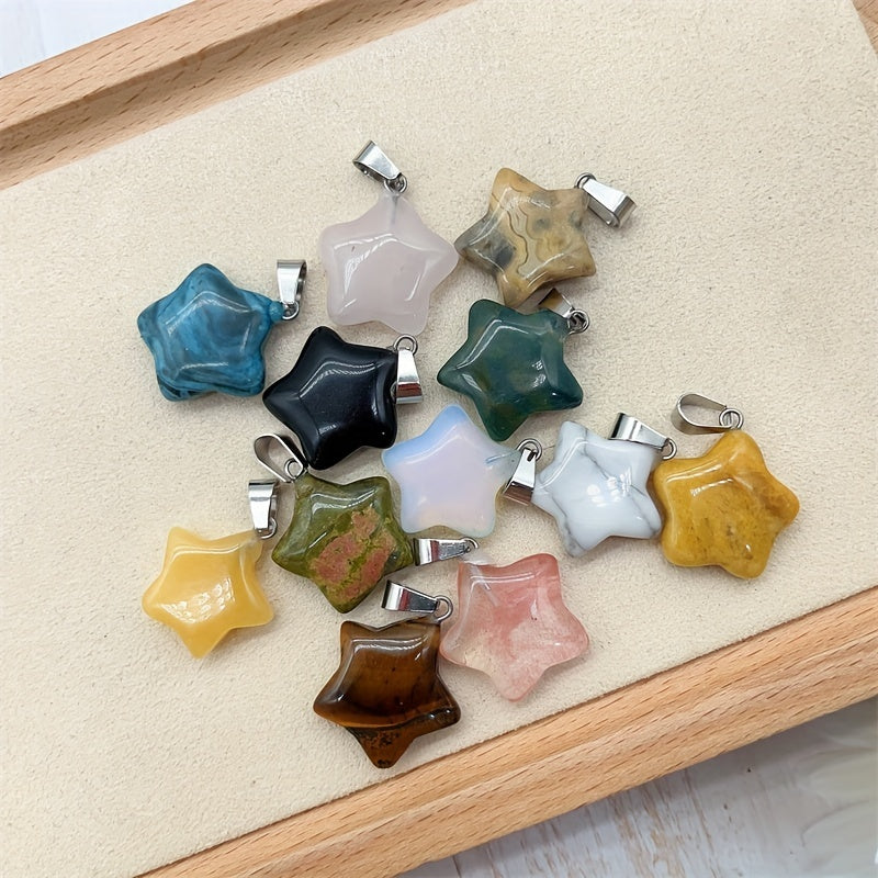 Natural Crystal Star Pendant Healing Gemstone Men