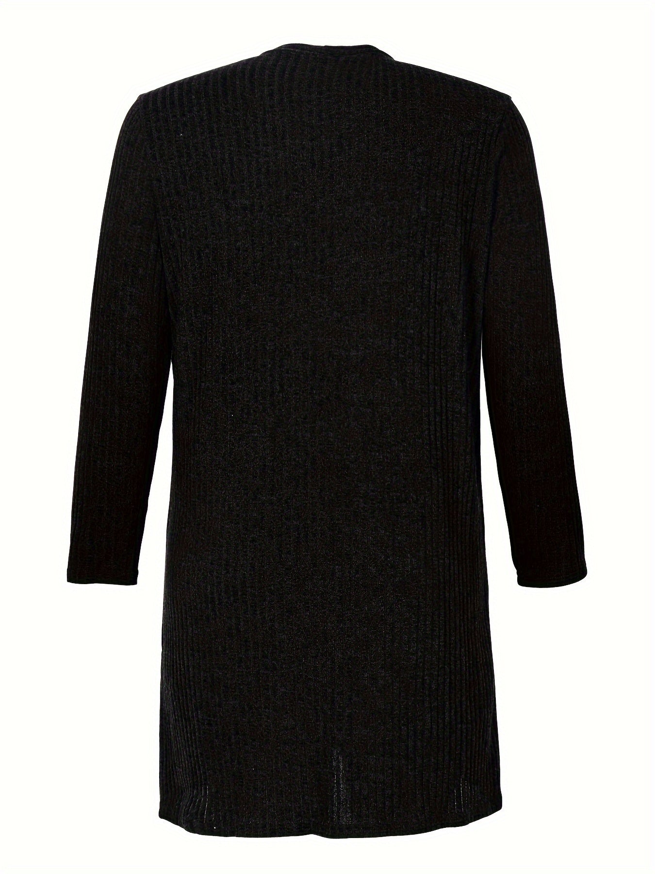  Solid Ribbed Long Sleeve Button Up Cardigan