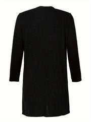  Solid Ribbed Long Sleeve Button Up Cardigan