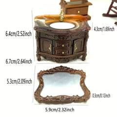 Mini Bathroom Cabinet Home Toy Set with Wash Basin and Accessories