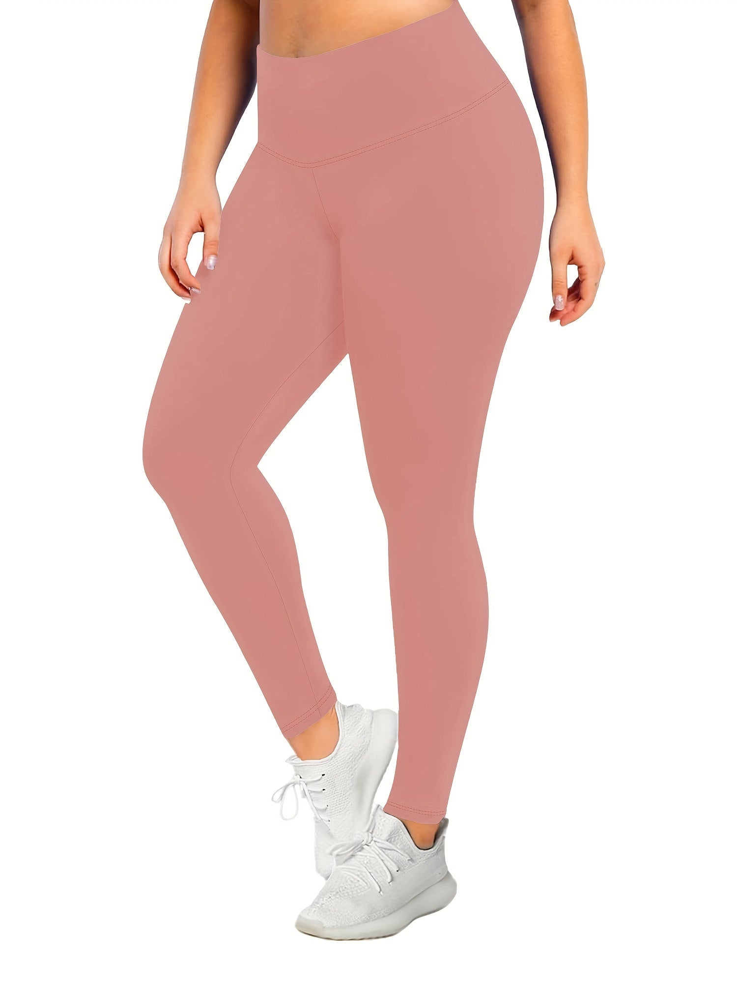  Casual Leggings Women's Plus Solid High Rise Stretchy Skinny Yoga Legg
