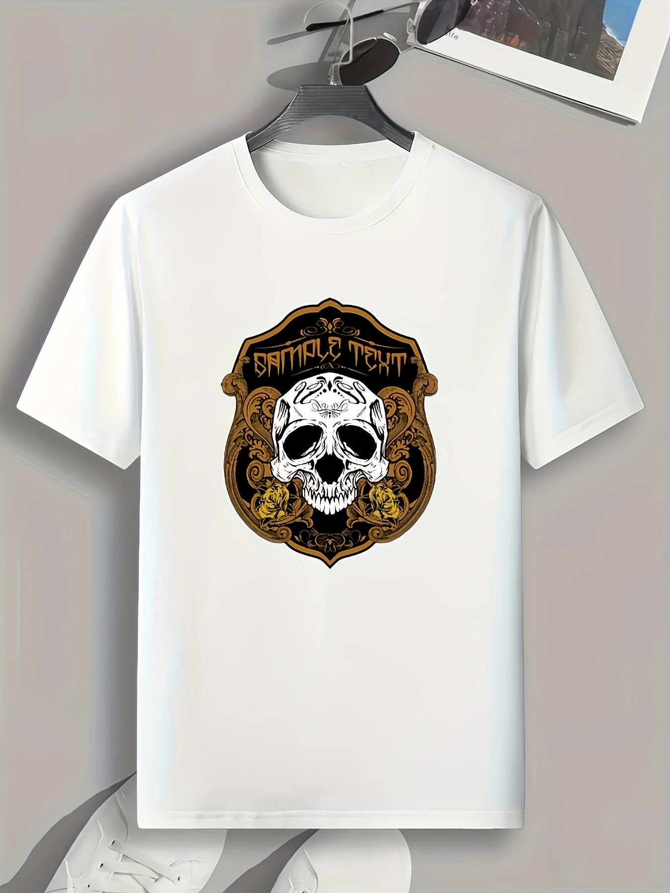 Skull Pattern Print Men's Sports T-shirt - Summer Outdoor Apparel