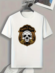 Skull Pattern Print Men's Sports T-shirt - Summer Outdoor Apparel