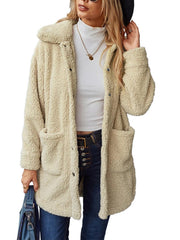 Fuzzy Teddy Coat Button Up Warm Outerwear