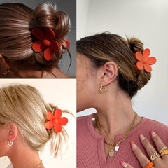 6Pcs Large Frosted Hair Claw Flower Clips for Women