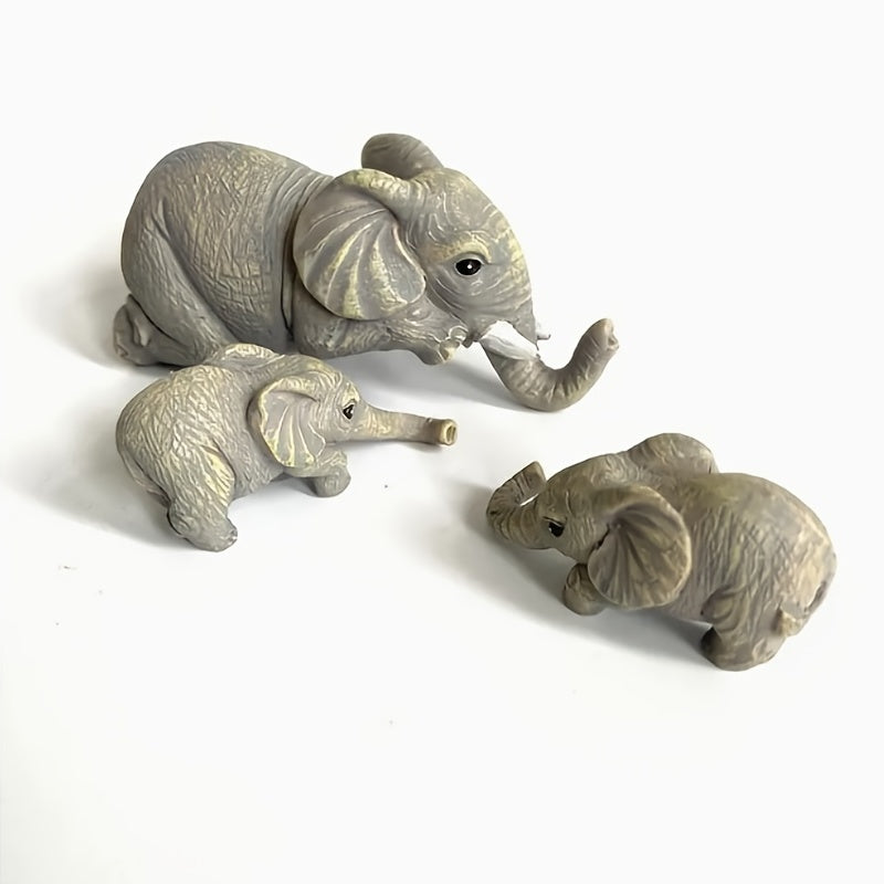 3pcs Elephant Sitter Figurines Resin Collections for Scene Decor