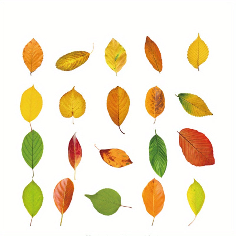 Vintage Maple Leaf Plant Stickers - 40 Sheets Pack PET Material