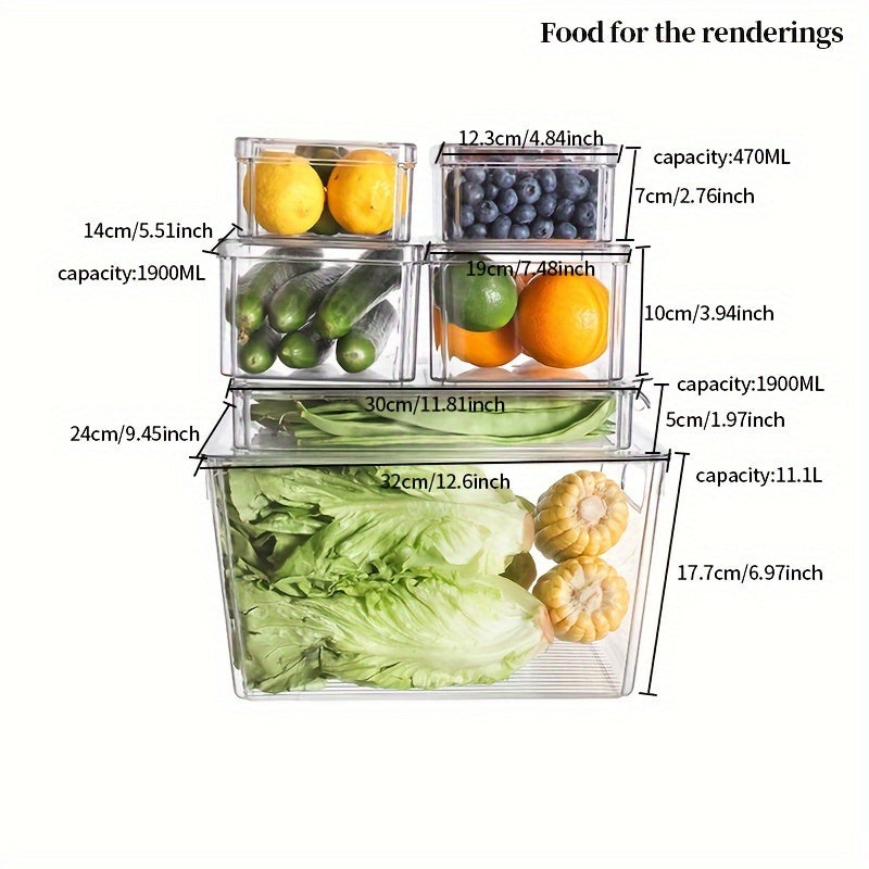 8pcs Refrigerator Storage Box Transparent PET Food Fresh-keeping Box