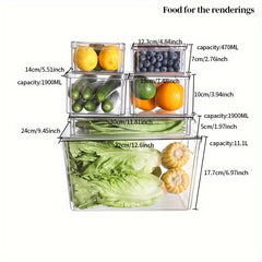 8pcs Refrigerator Storage Box Transparent PET Food Fresh-keeping Box