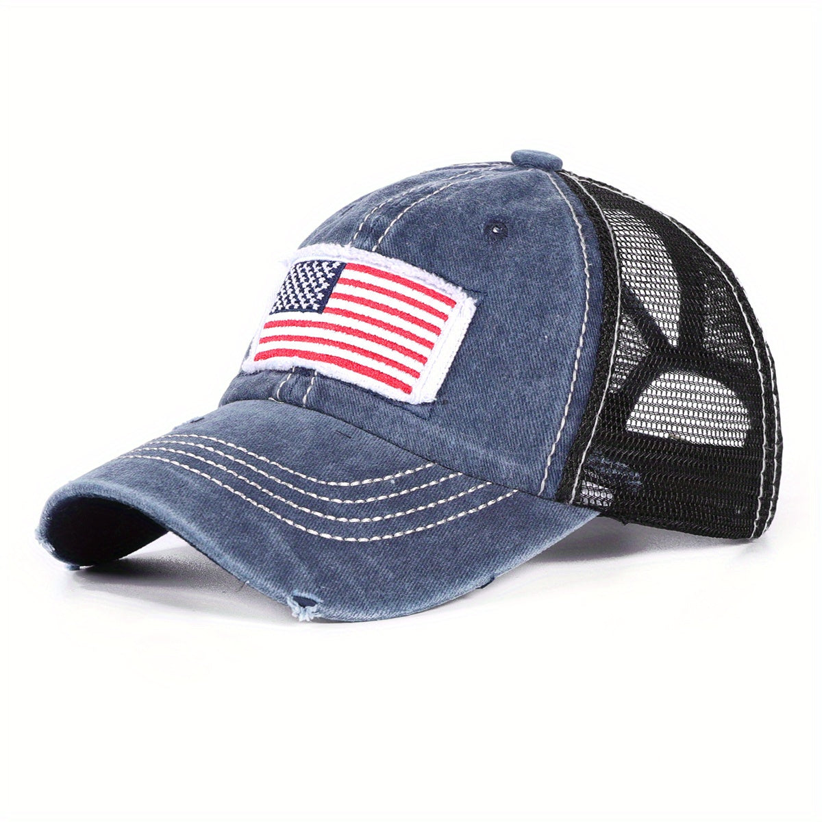 Distressed Trucker Hat Flag Patch Baseball Cap