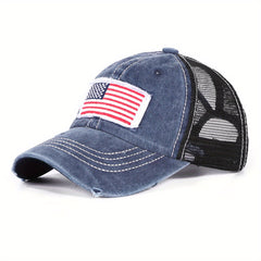 Distressed Trucker Hat Flag Patch Baseball Cap