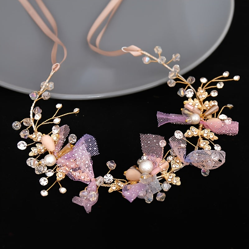 Colorful Crystal Braided Headbands for Bride