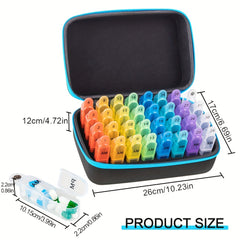 Monthly Pill Storage Box 2 Times 30 Pill Portable Travel Box w/ 32 Compa