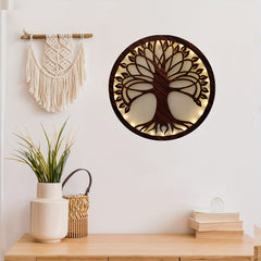 LED Tree Of Life Shape Retro Wood Hanging Sign Decoration