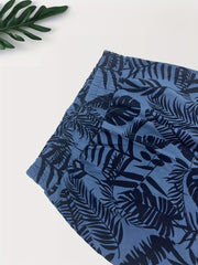 2pcs Tropical Leaf Coconut Tree Print Boys Comfortable Shorts