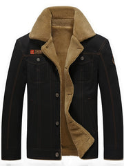 Men's Warm Fleece Cotton Biker Jacket Coat