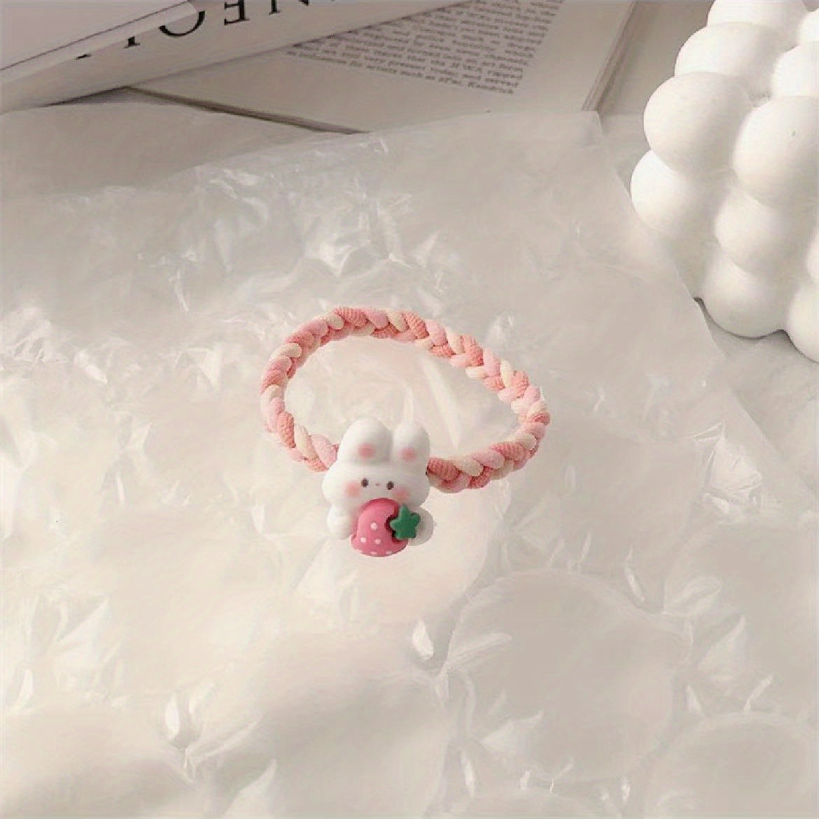 Cartoon Animal Hair Tie Two Tone Braided Hair Rope Elastic Hair Accessories