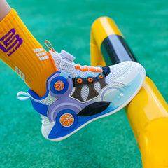Boy's Block Basketball Shoes Rotating Buckle Non Slip Sneakers