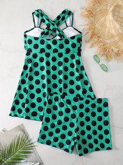  Tetro Tankini Set Polka Dot Print Dress & Shorts