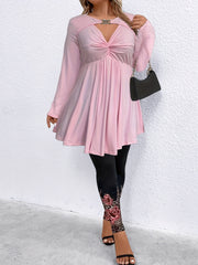 Women's Plus Chain Detail Peplum Tunic Top & Rose Leopard Print Leggings