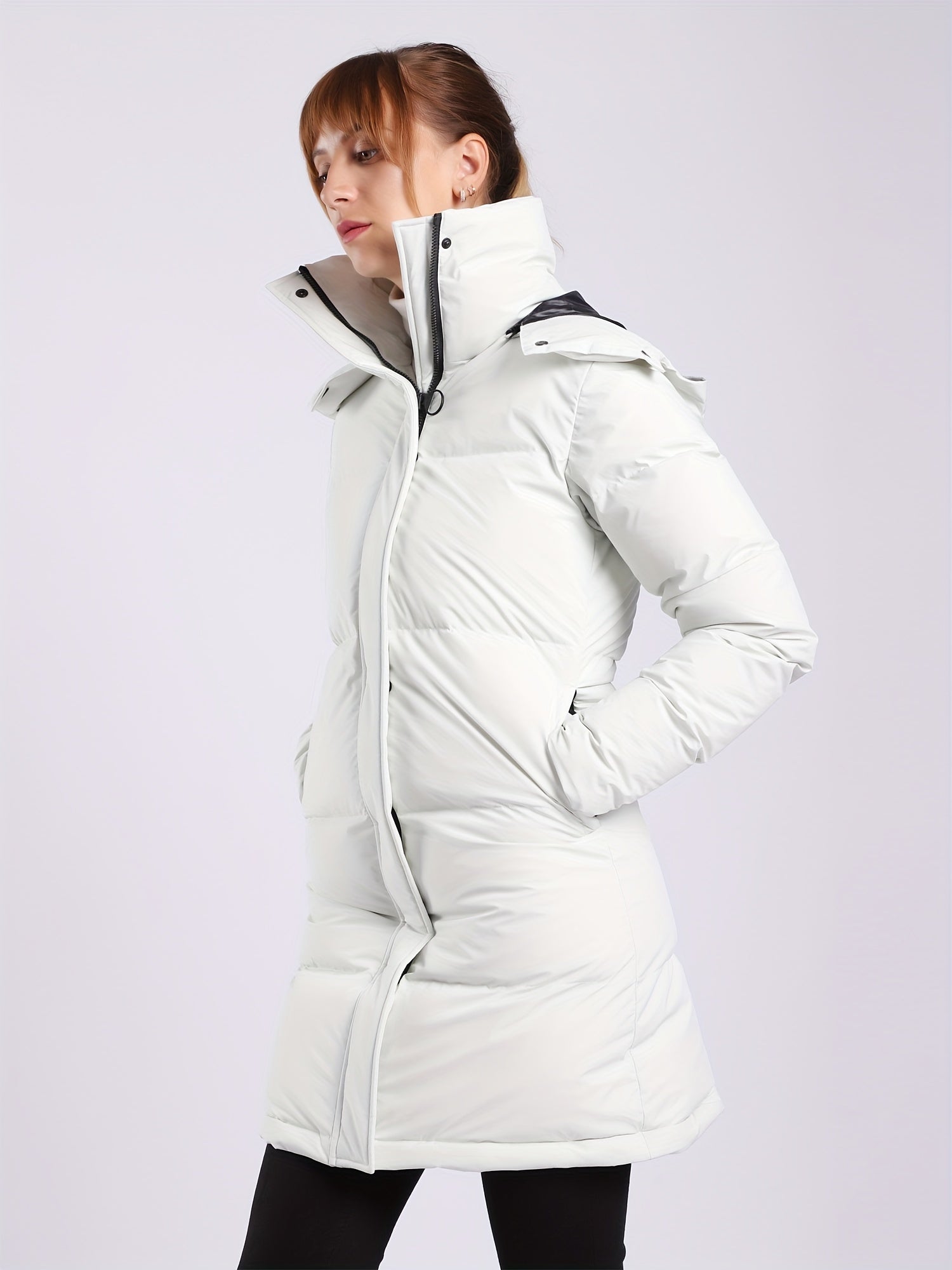 Over the Knee Puffer Hooded Jacket Waterproof Winter Warm Down Coat Women's Acti