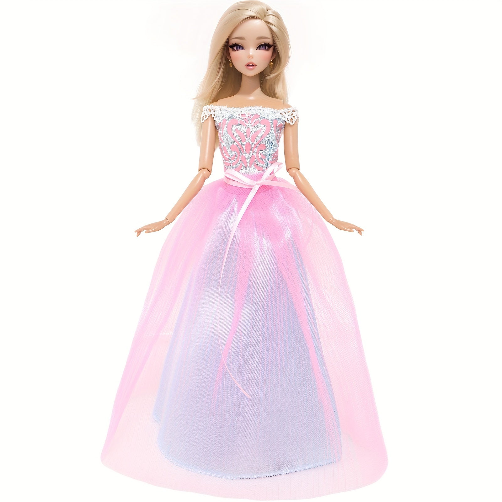 Doll Wedding Dress Lace Princess Party Prom Dress for 11.5-Inch Doll