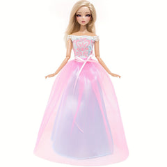 Doll Wedding Dress Lace Princess Party Prom Dress for 11.5-Inch Doll