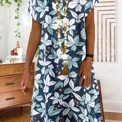  Floral Print Short Sleeve Tee Dress