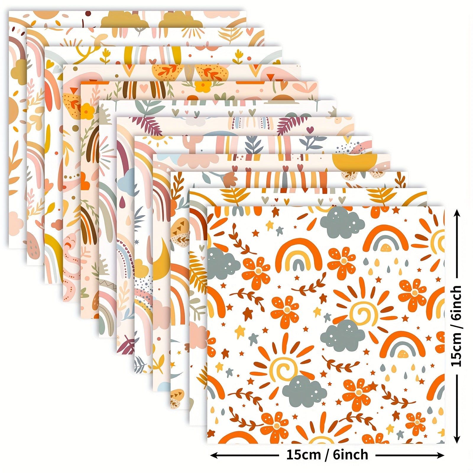 12pcs Bohemian Rainbow Series Background DIY Scrapbook Paper